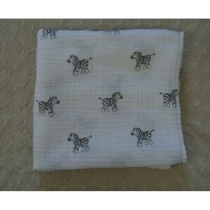 Amazing Baby Zebra Print Swaddle Blanket Muslin Cotton White Gray